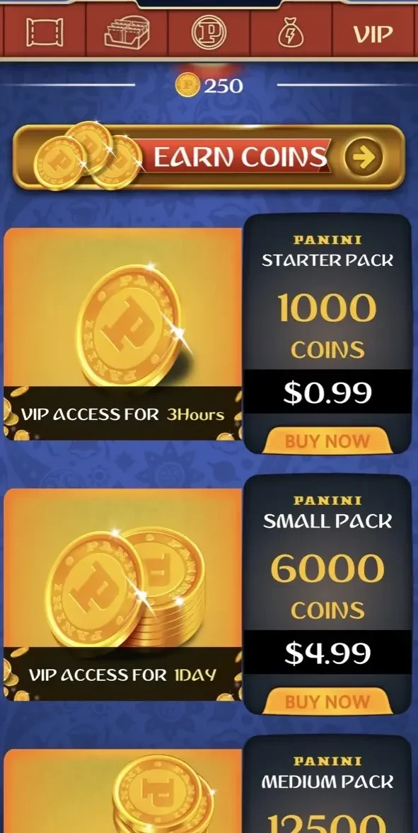 Panini Soccer App paywall screen
