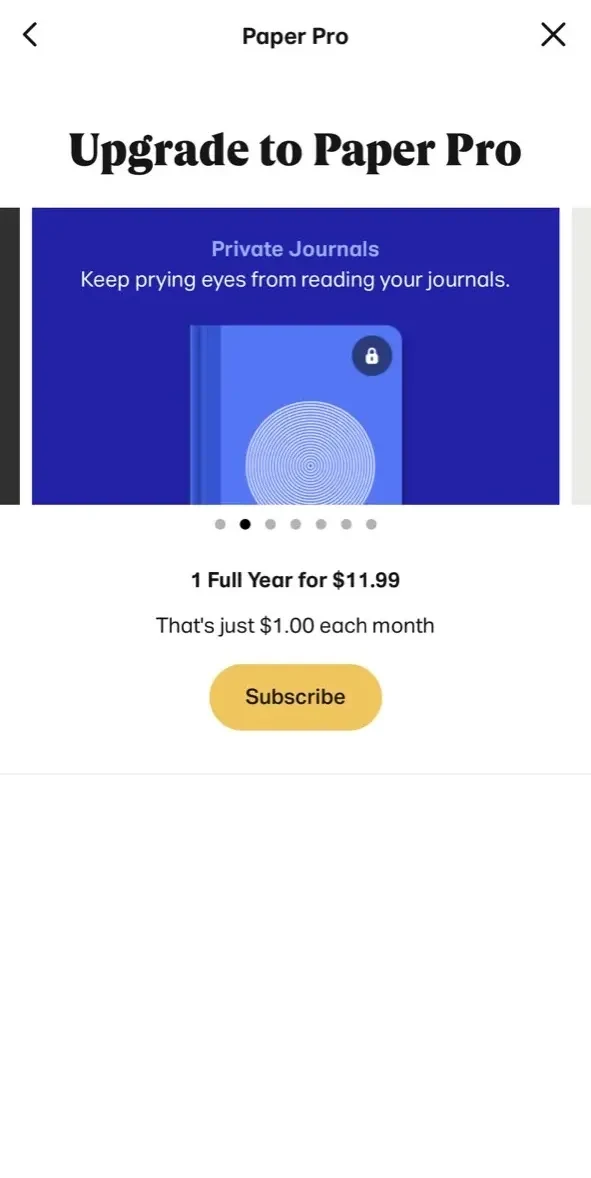 Paper paywall screen
