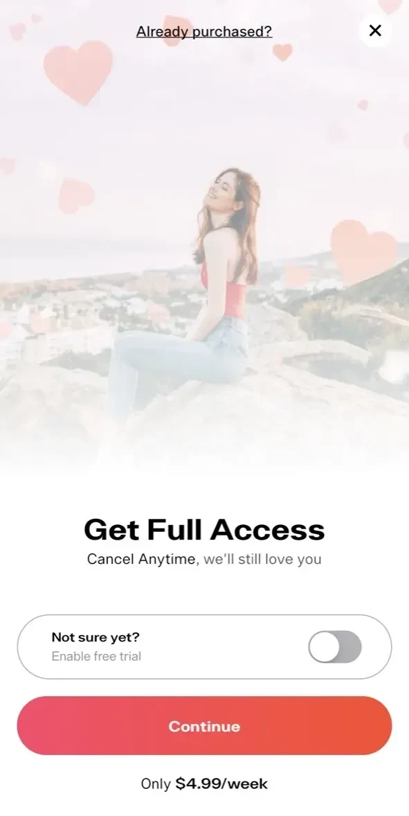 Parallax paywall screen
