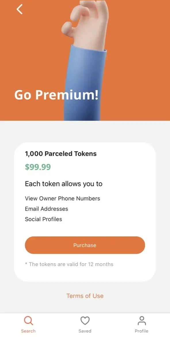 Parceled paywall screen