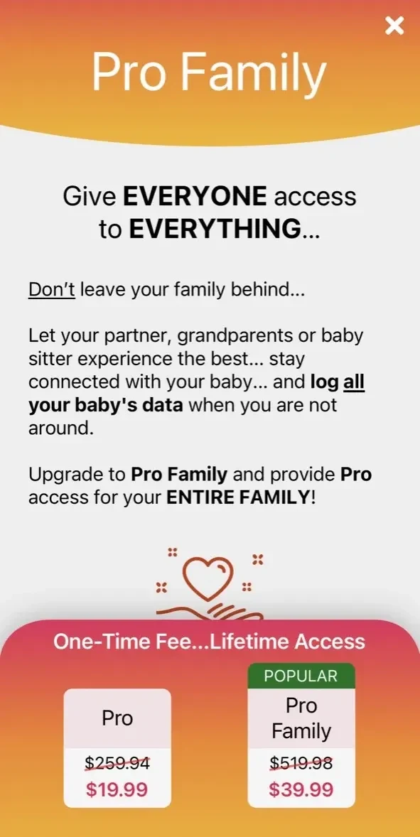 ParentLove Baby Tracker paywall screen