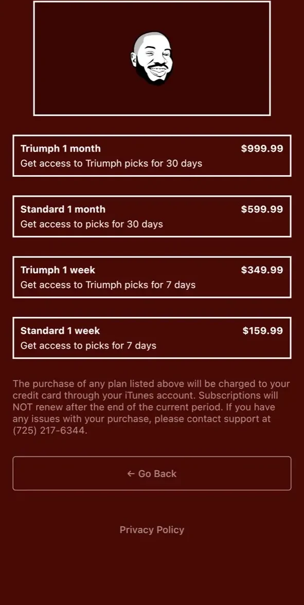 Parlay P Sports Newsletter paywall screen