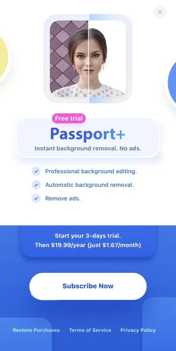 Passport Booth paywall screen