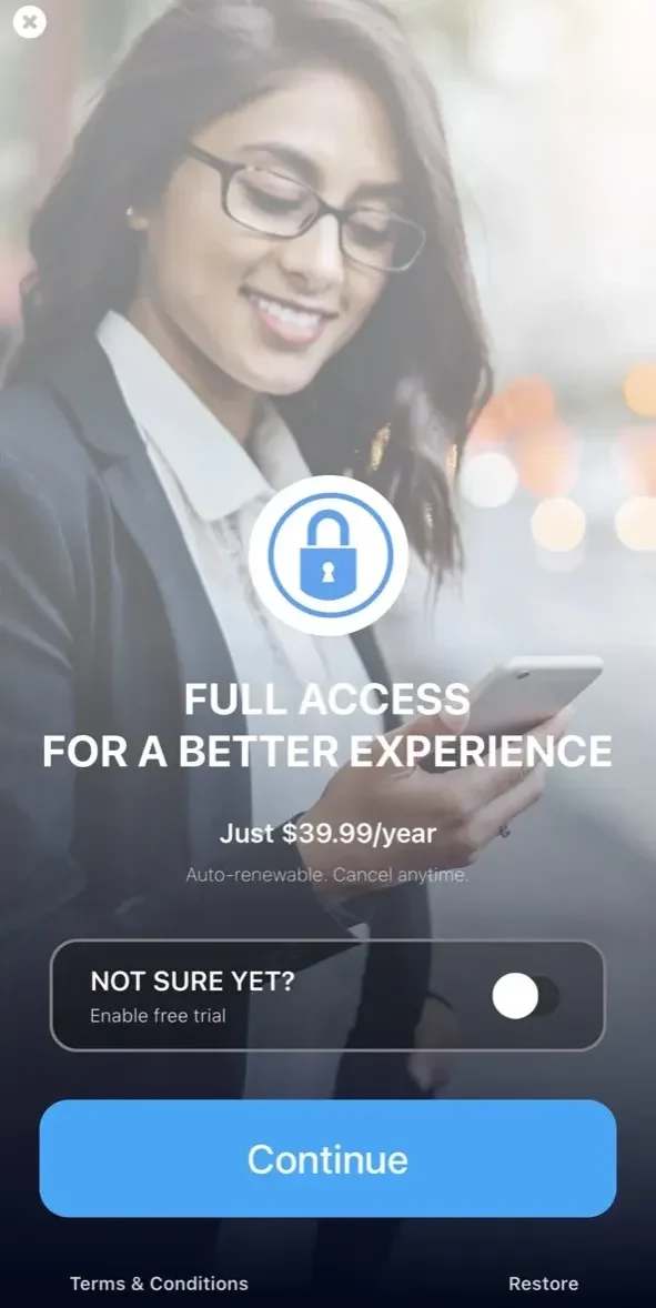 Password Manager paywall screen
