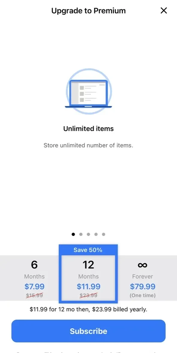 Enpass Password Manager paywall screen