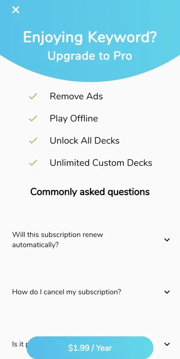 Password Party Game paywall screen