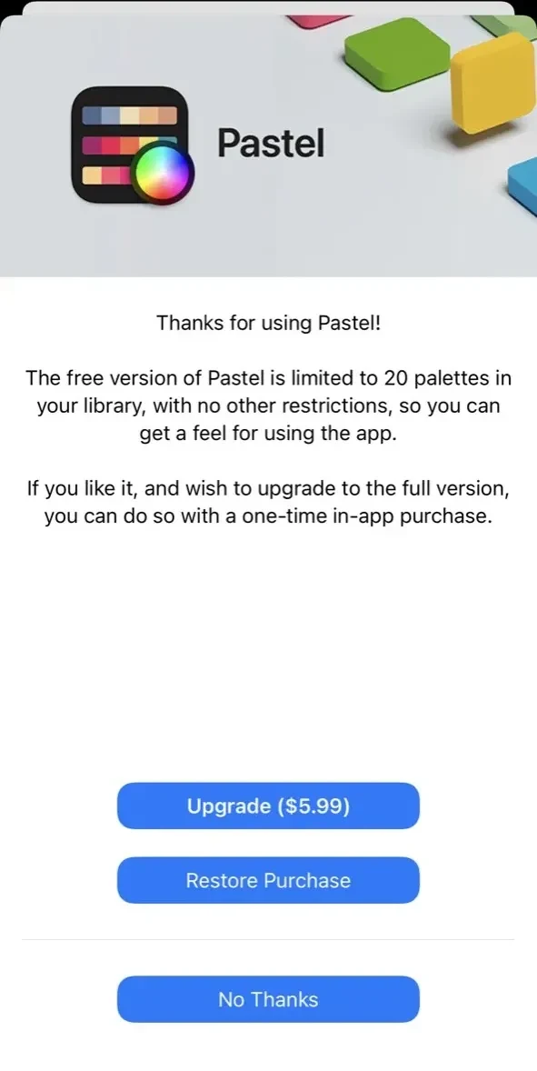 Pastel paywall screen