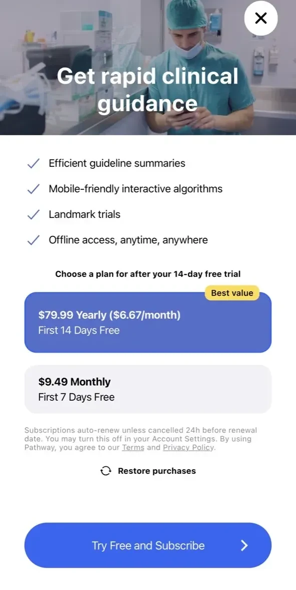 Pathway paywall screen
