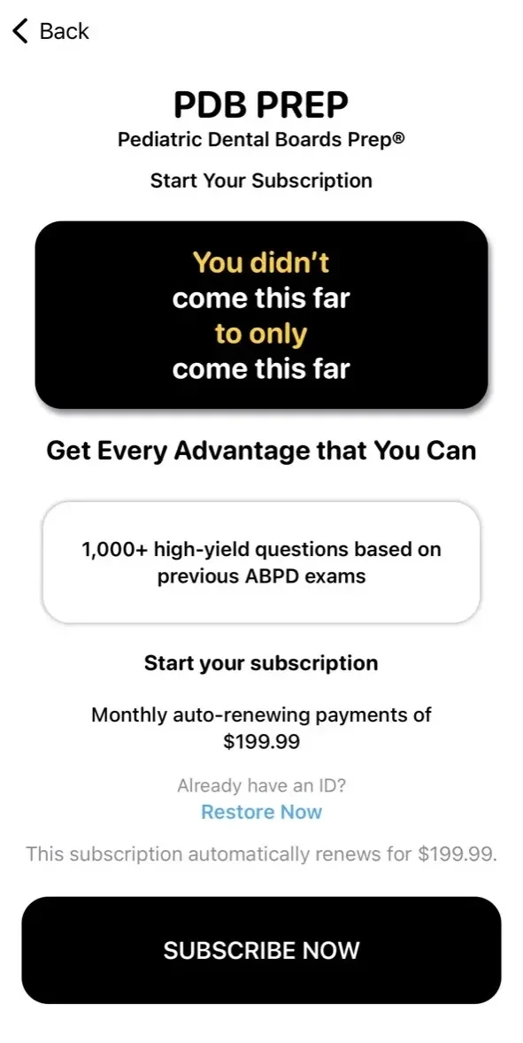 PDB Prep paywall screen