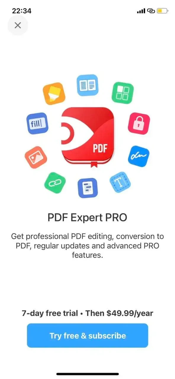 PDF Expert paywall screen