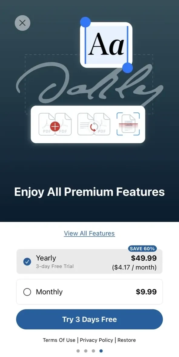 PDF Extra paywall screen