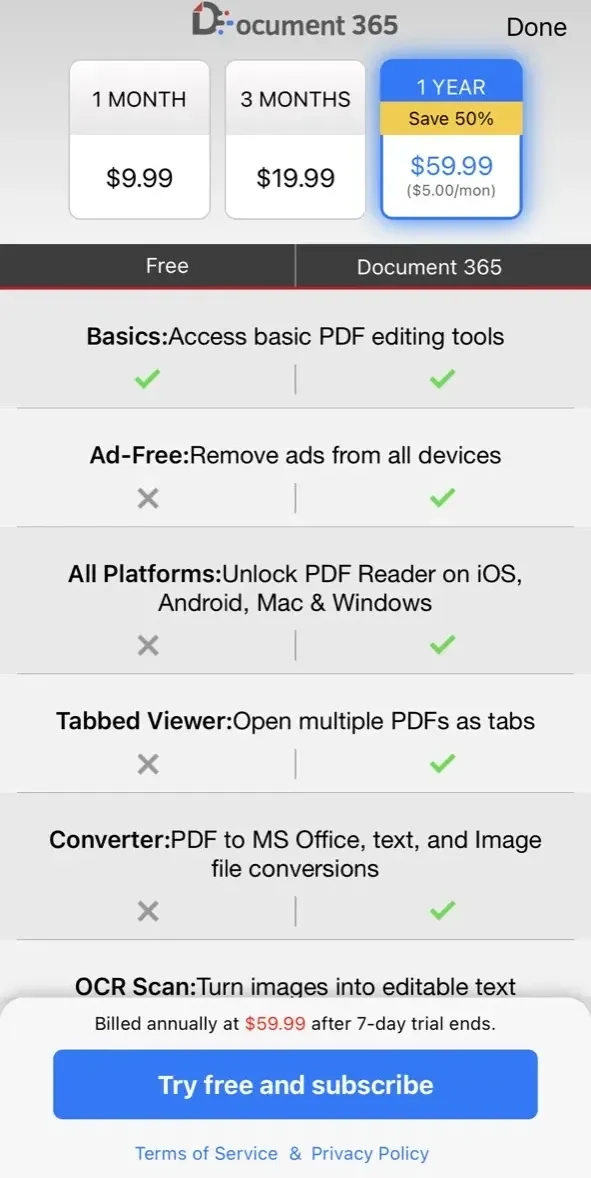PDF Reader paywall screen