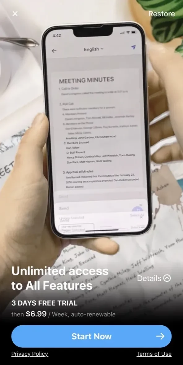 PDF Scanner App paywall screen