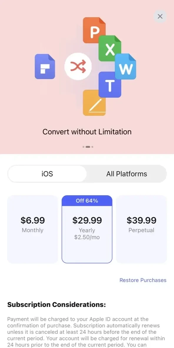 PDFelement paywall screen