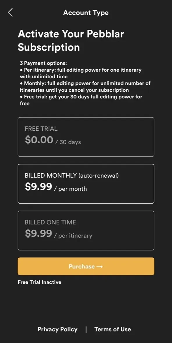 pebblar paywall screen