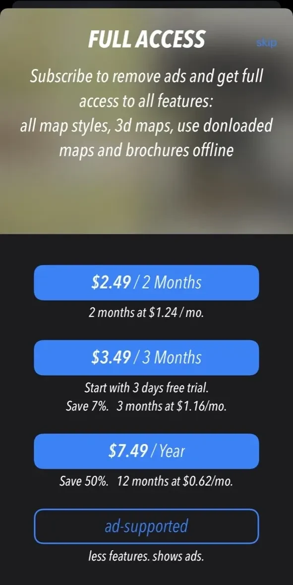 Pennsylvania Pocket Maps paywall screen