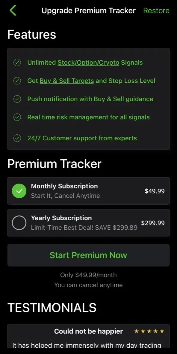 Penny Stocks paywall screen