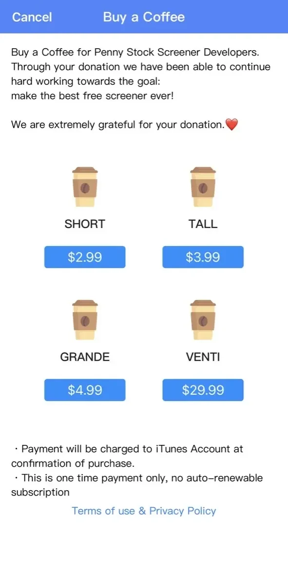Penny Stocks Screener paywall screen