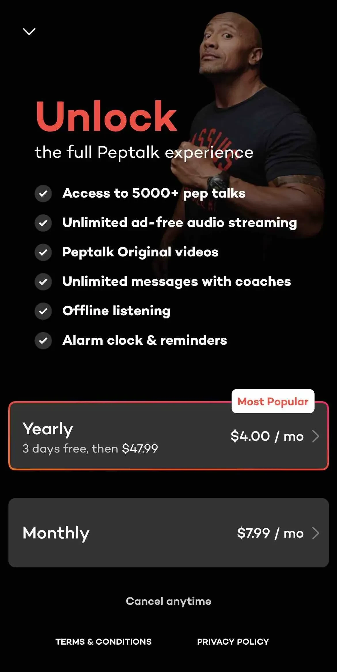 Peptalk paywall screen