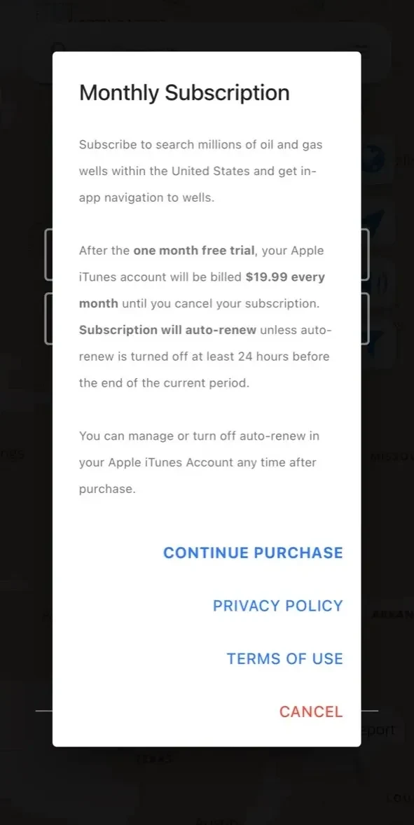 Petro Path paywall screen
