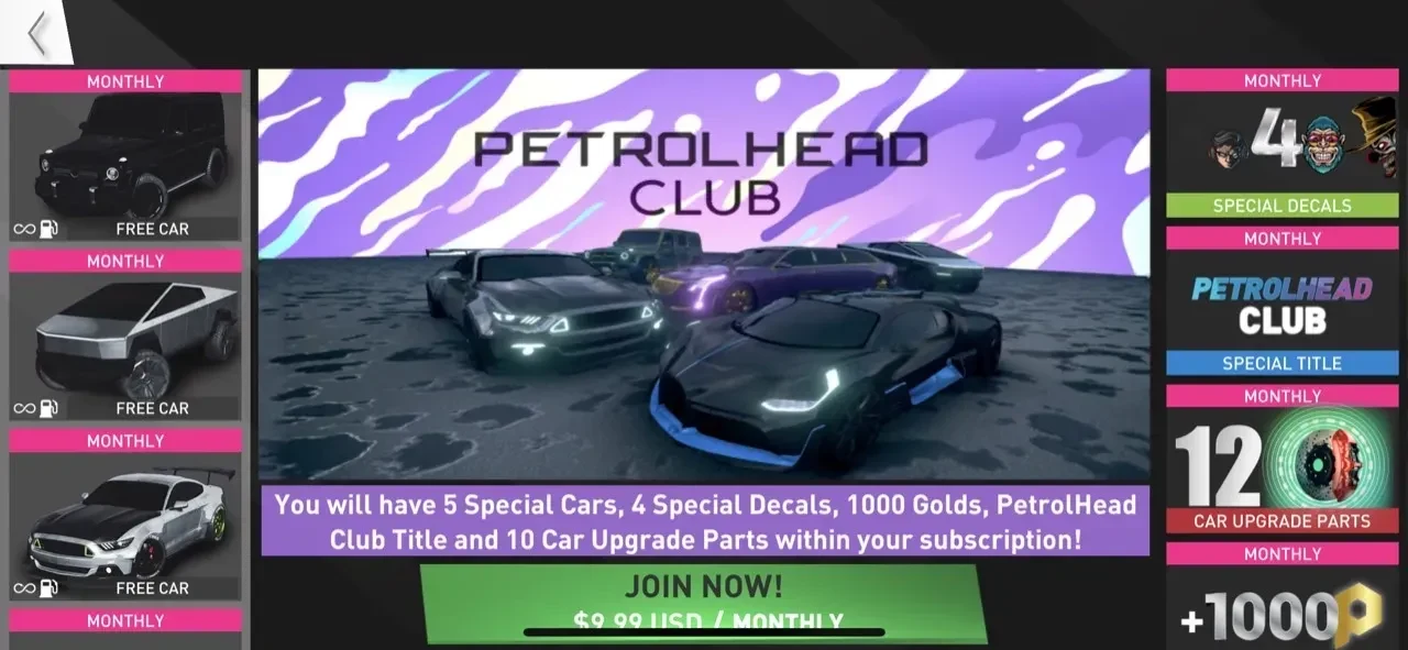 PetrolHead paywall screen