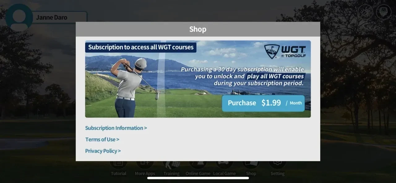 PhiGolf paywall screen