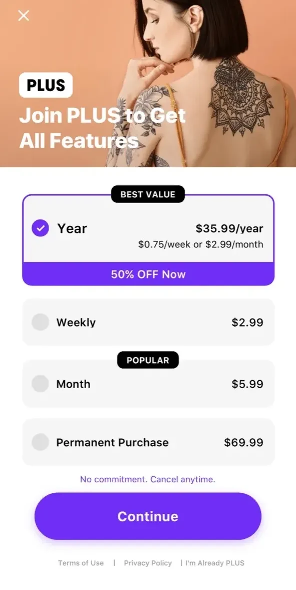 Photable paywall screen
