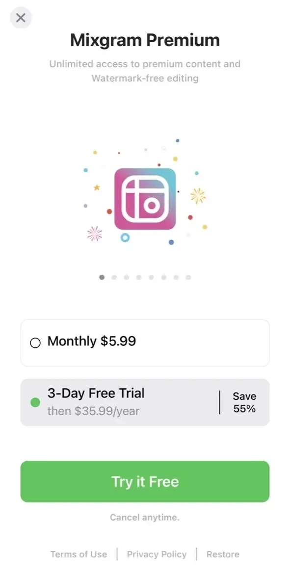 Photo Collage Maker paywall screen