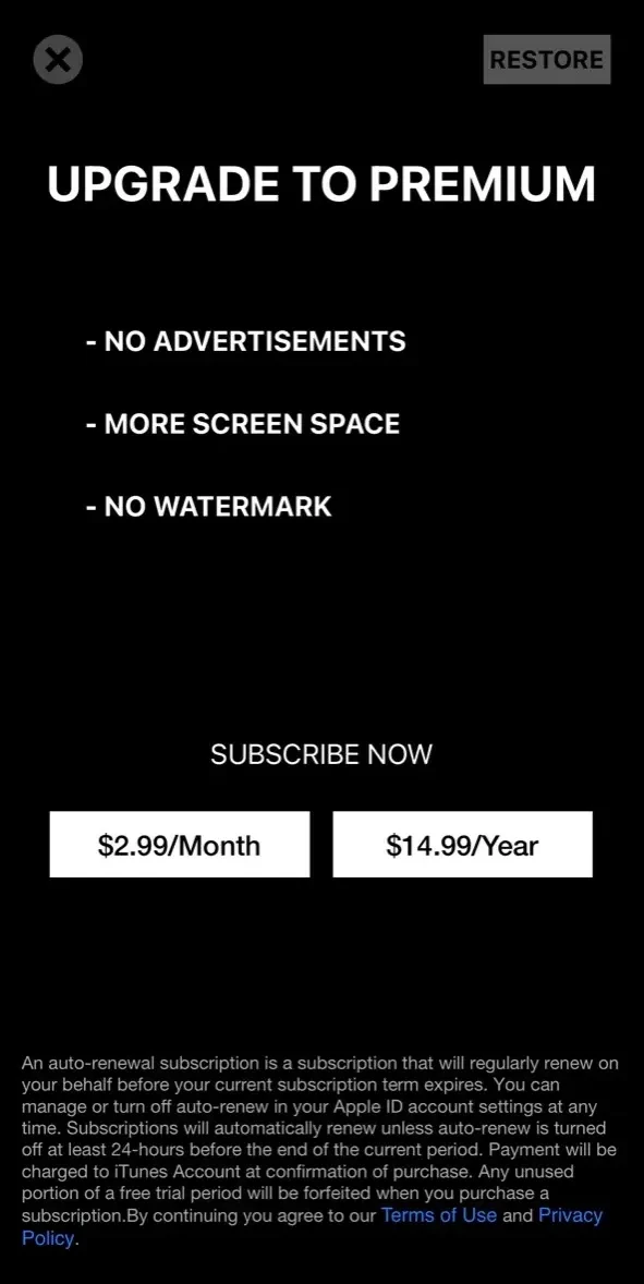 Photo Filters paywall screen