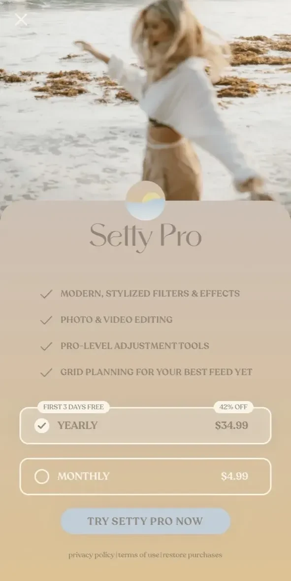 Photo paywall screen
