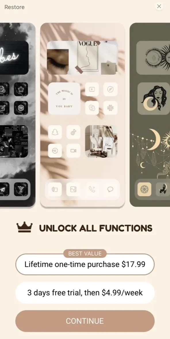 Photo Widget paywall screen