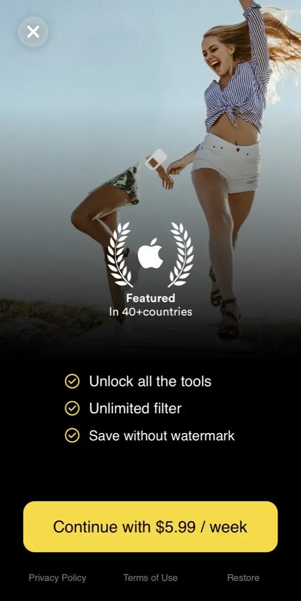 Photoly Remove Object paywall screen