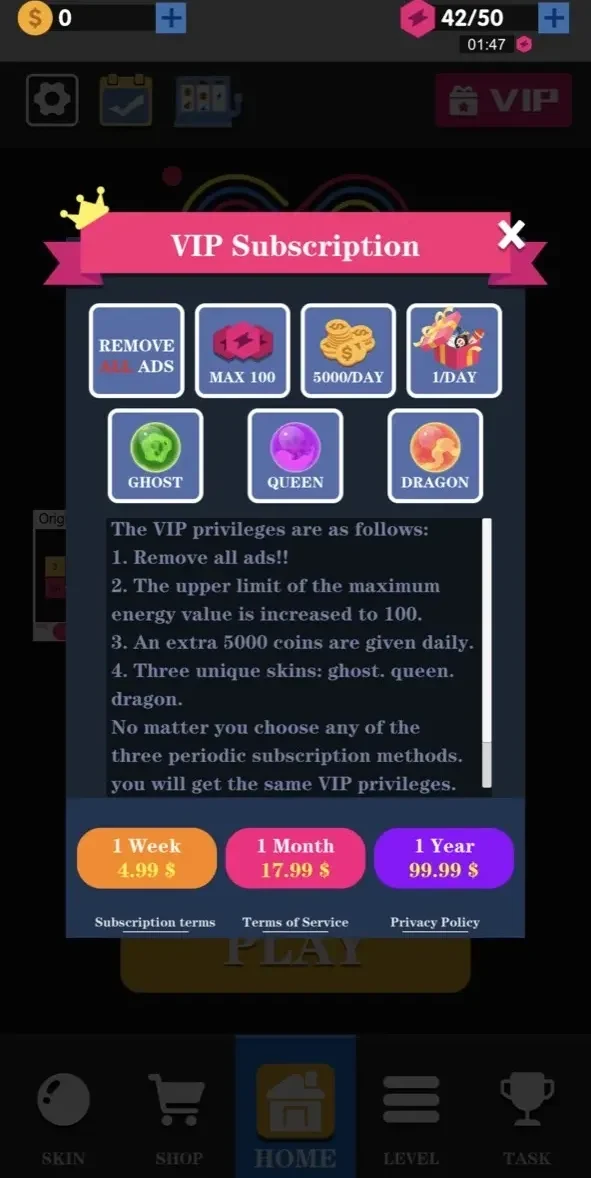 Physics Balls Pro paywall screen