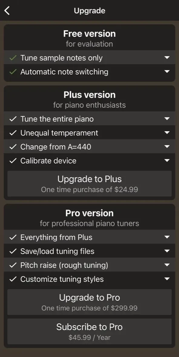 PianoMeter paywall screen