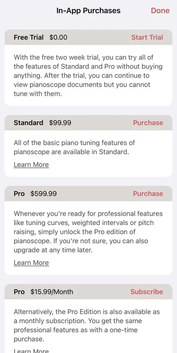 pianoscope paywall screen