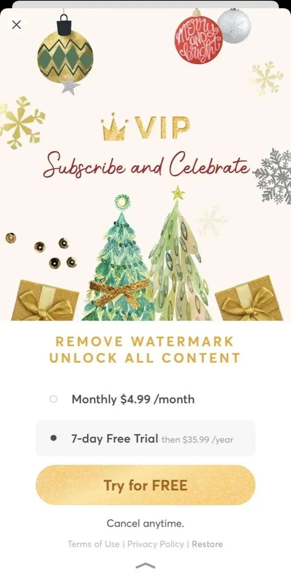 PicCollage: paywall screen