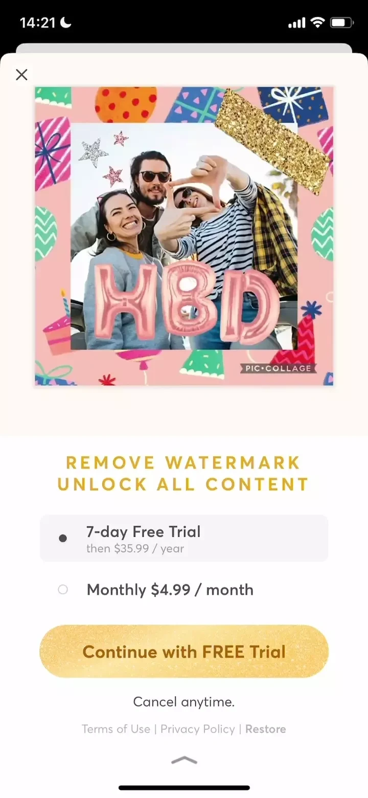 PicCollage: paywall screen