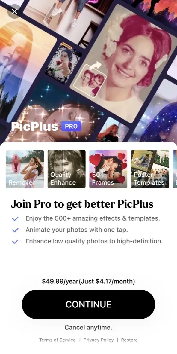 PicPlus paywall screen