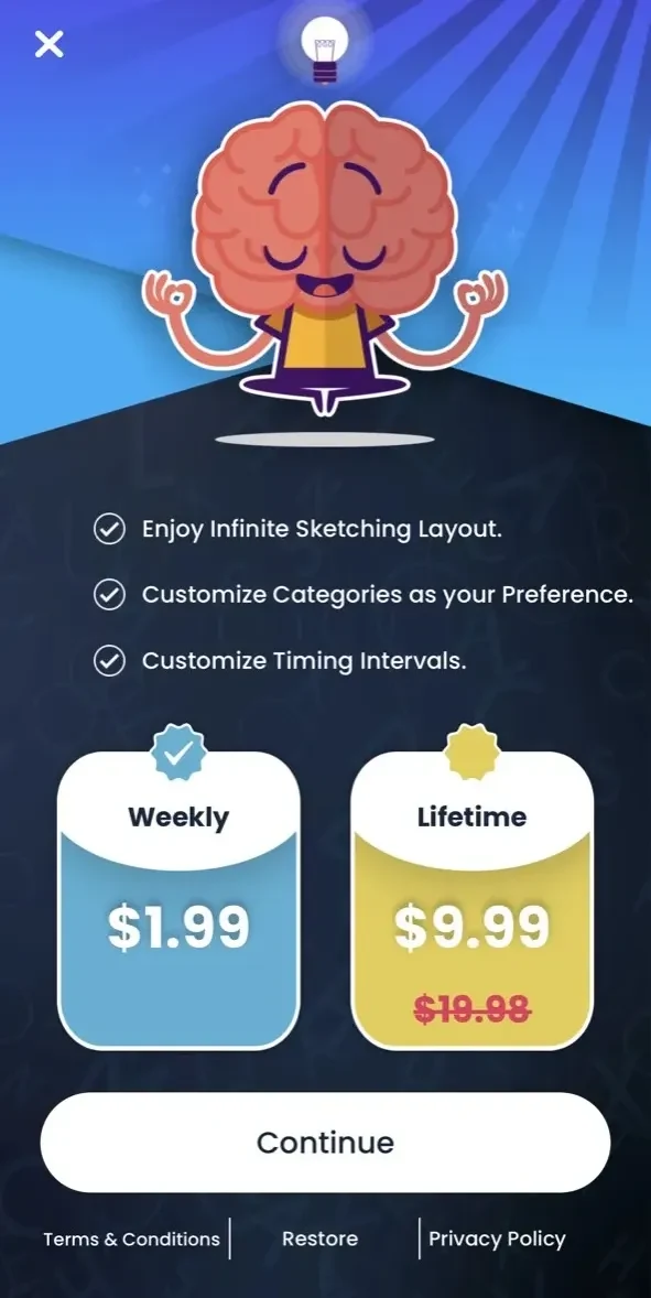 Piction Word Generator. paywall screen