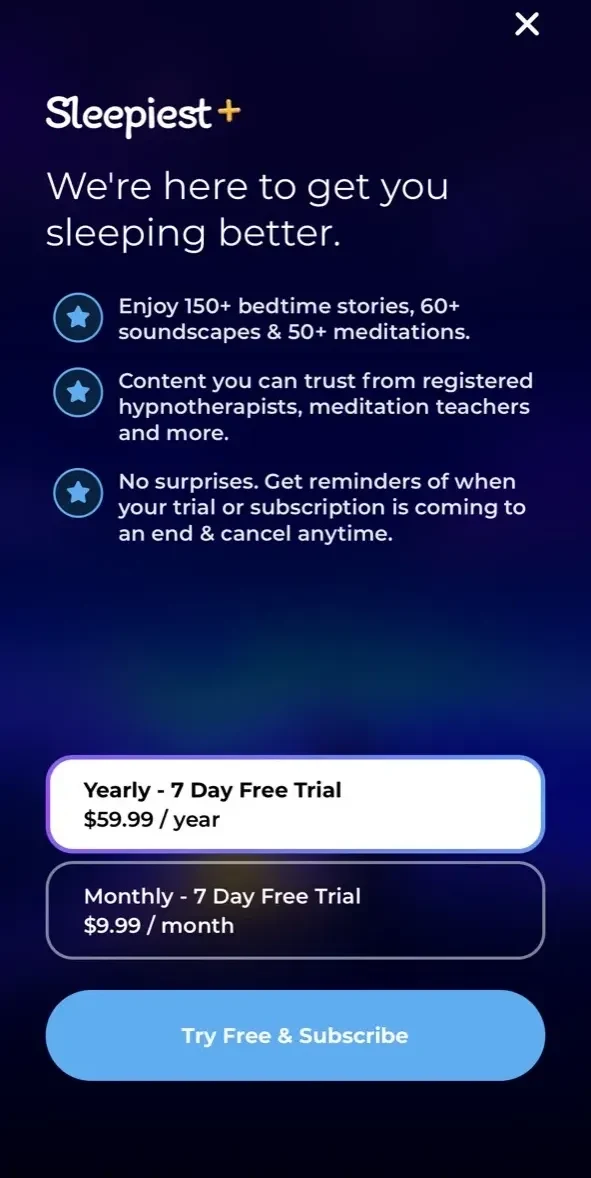 Sleepiest paywall screen
