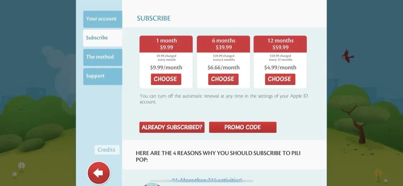 Pili Pop paywall screen