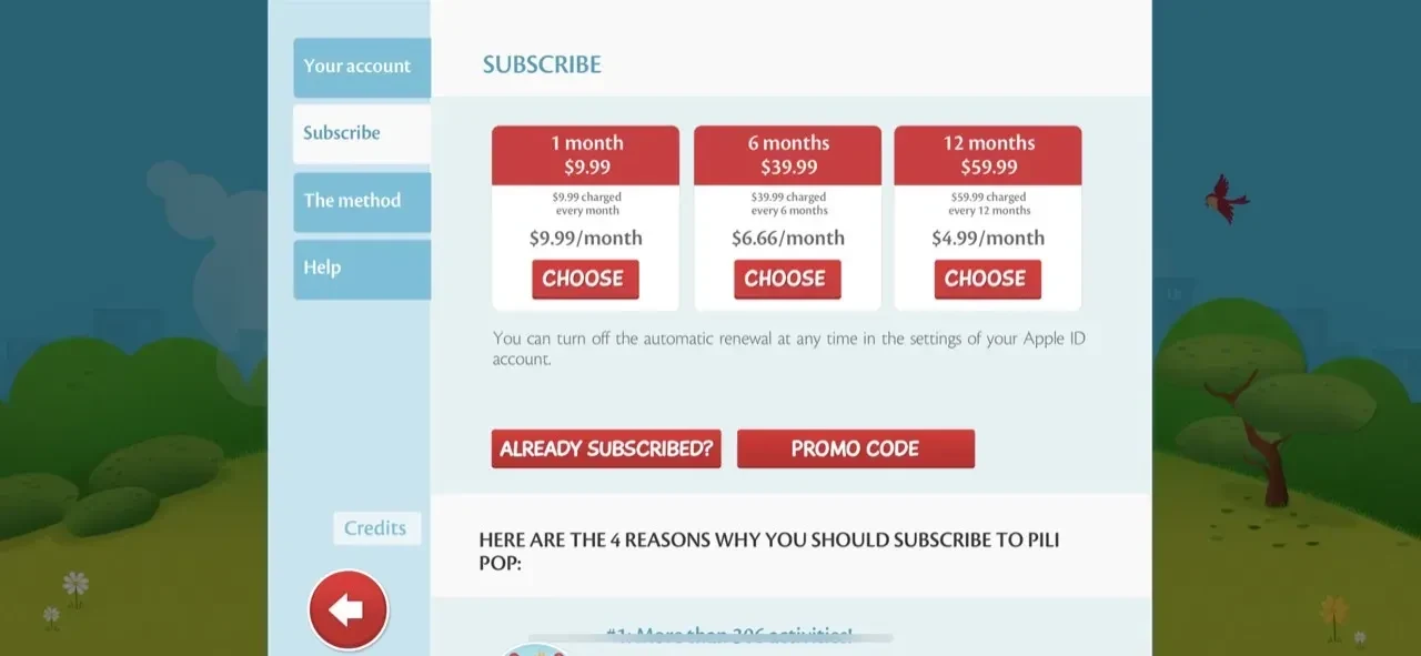 Pili Pop paywall screen