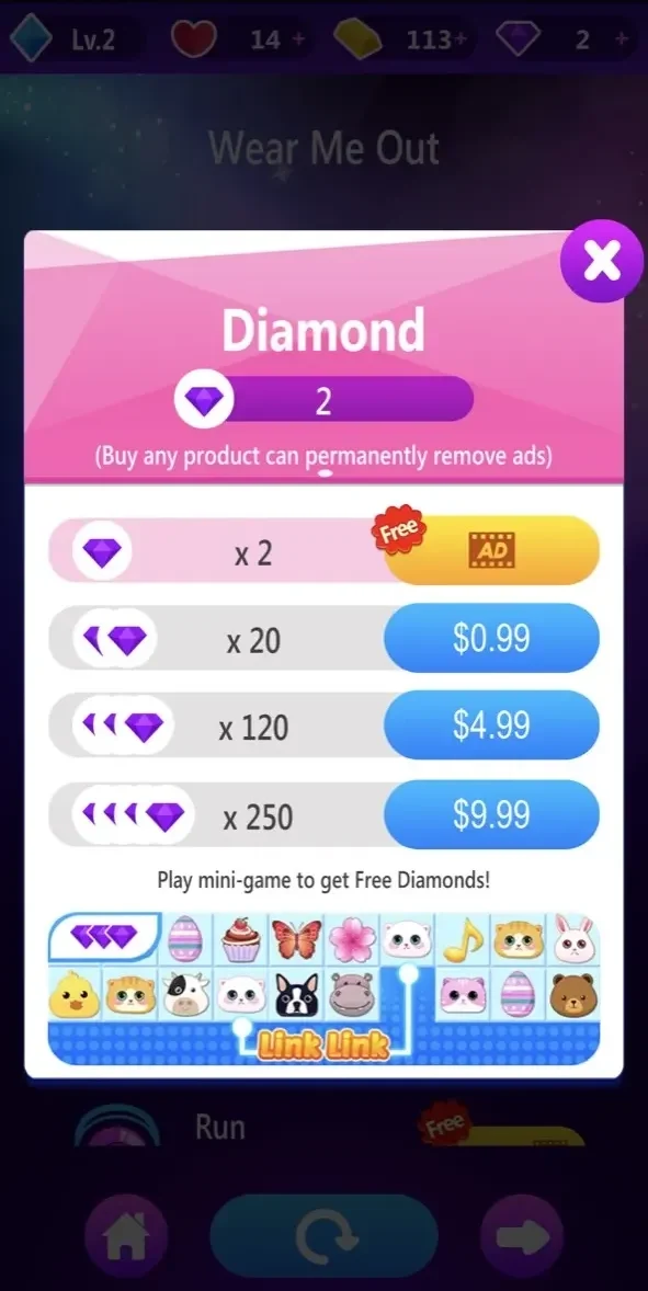 Pink Tiles paywall screen