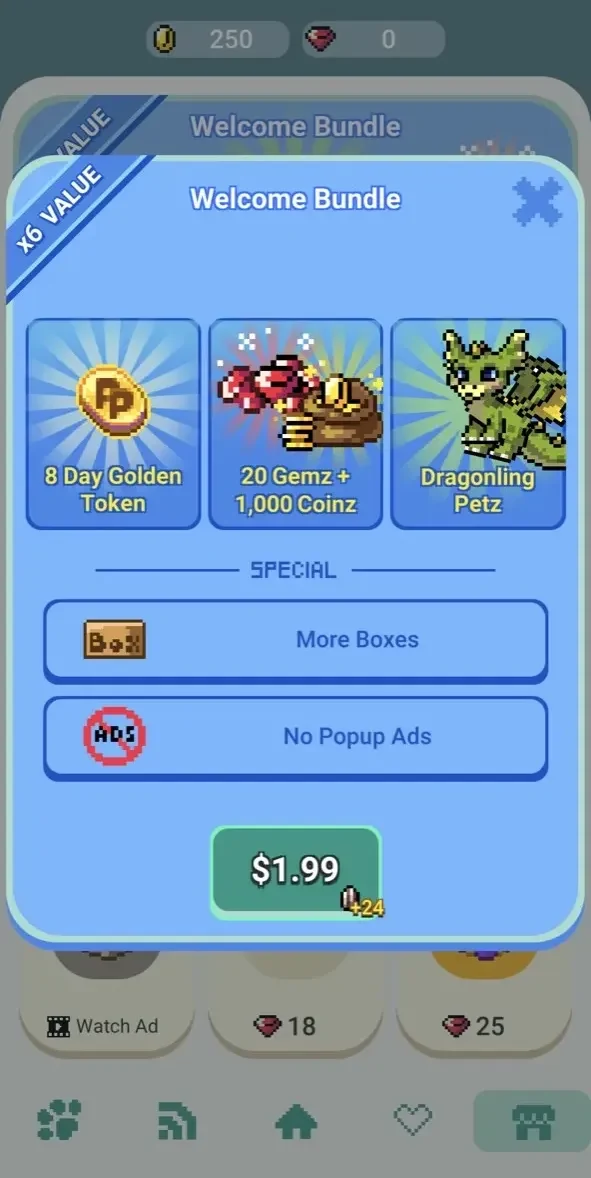 Pixel Petz paywall screen