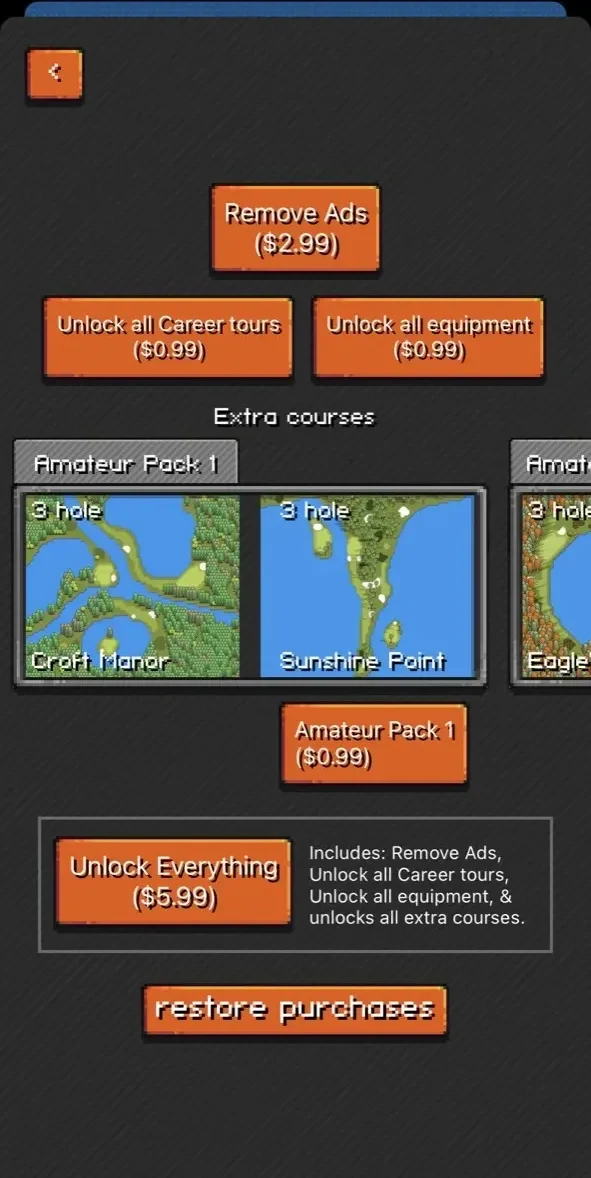 Pixel Pro Golf paywall screen