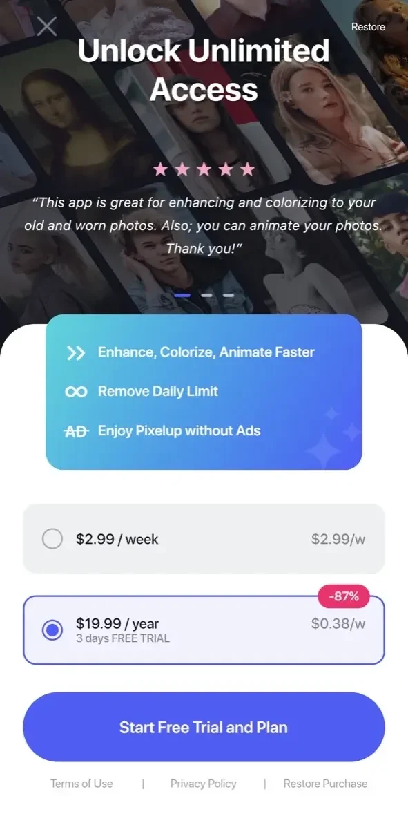 Pixelup paywall screen