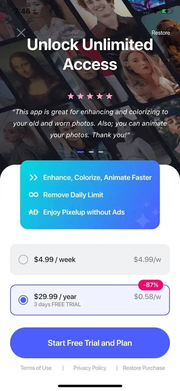 Pixelup paywall screen