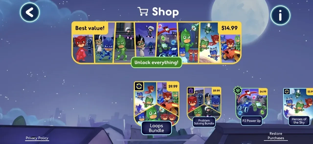 PJ Masks™ paywall screen
