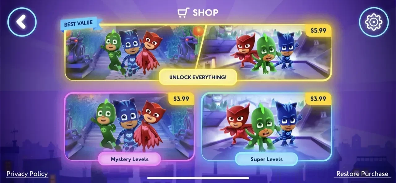PJ Masks™ paywall screen