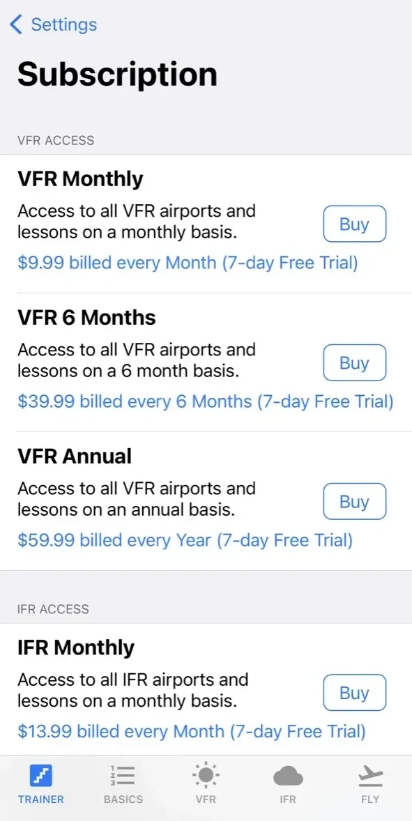 PlaneEnglish paywall screen